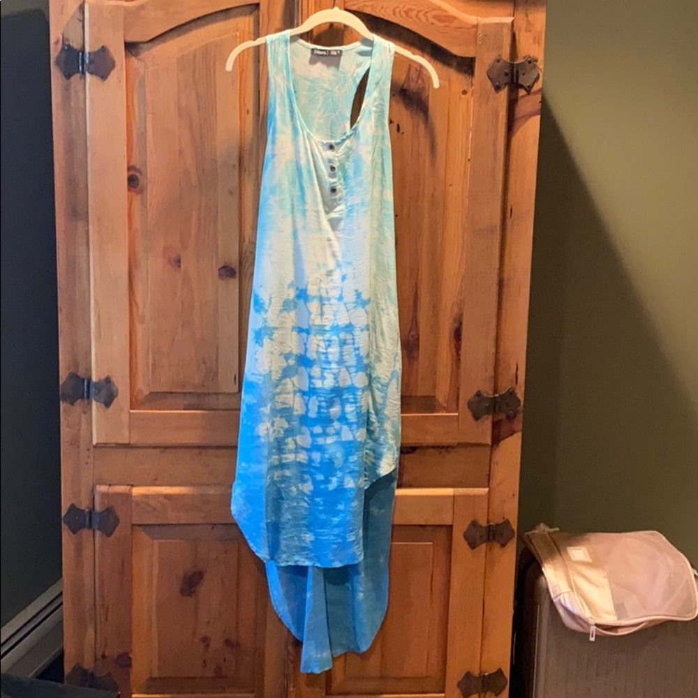 Gypsy Turquoise silk tie dye high low dress